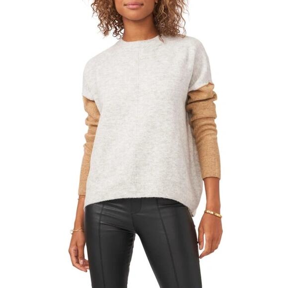 Vince Camuto Colorblock Pullover Sweater Long Sleeve Silver...